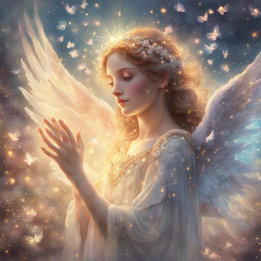 Ethereal Angel in Sparkling Light: Fantasy Artwork