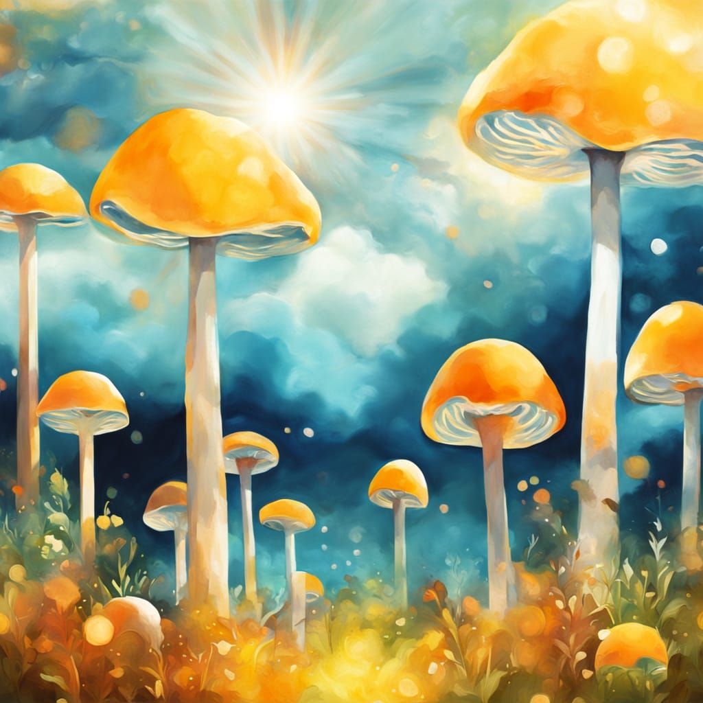 Surreal Cloudscape with Divine Pilze