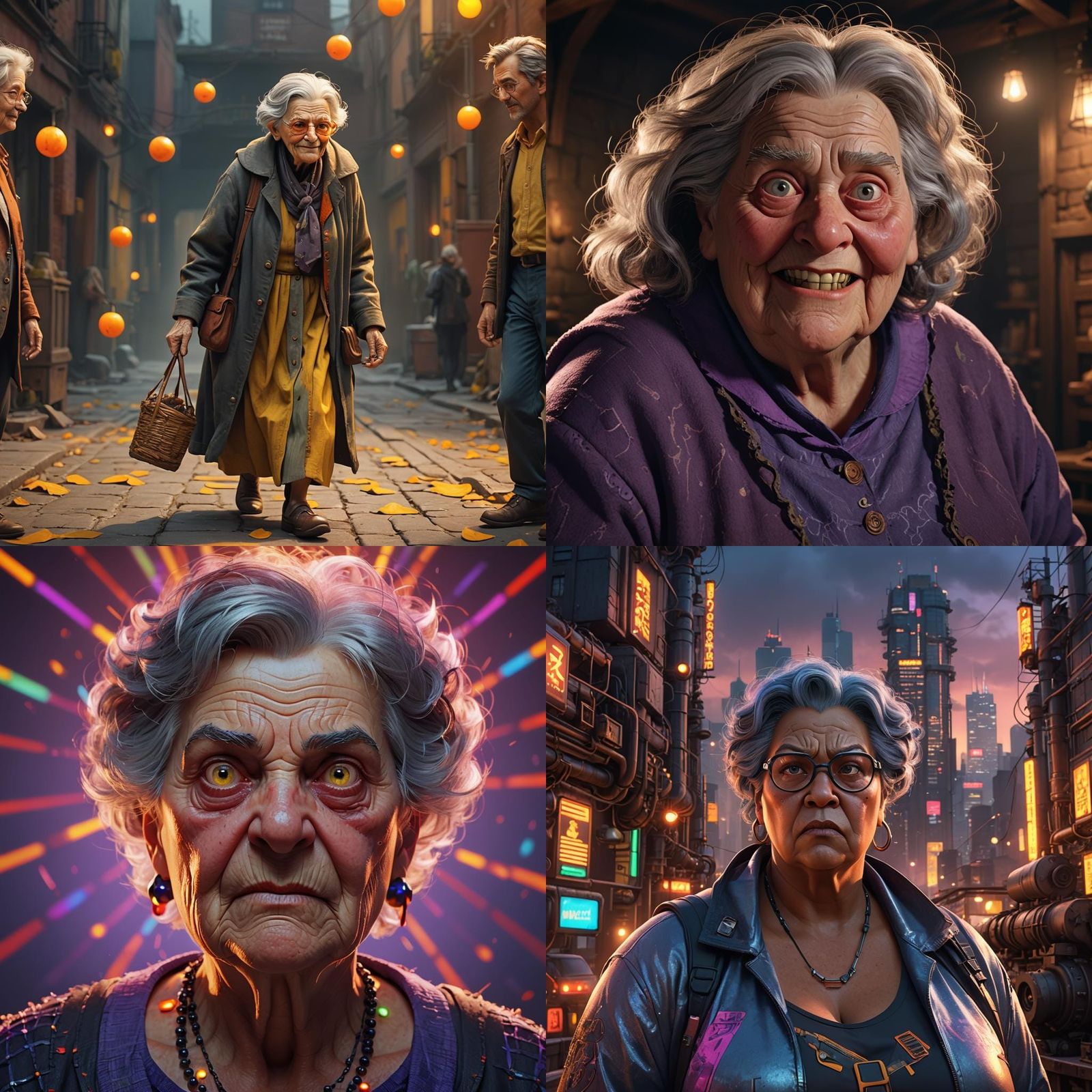Malicious Old Woman in Pixar-Style 3D Rendering