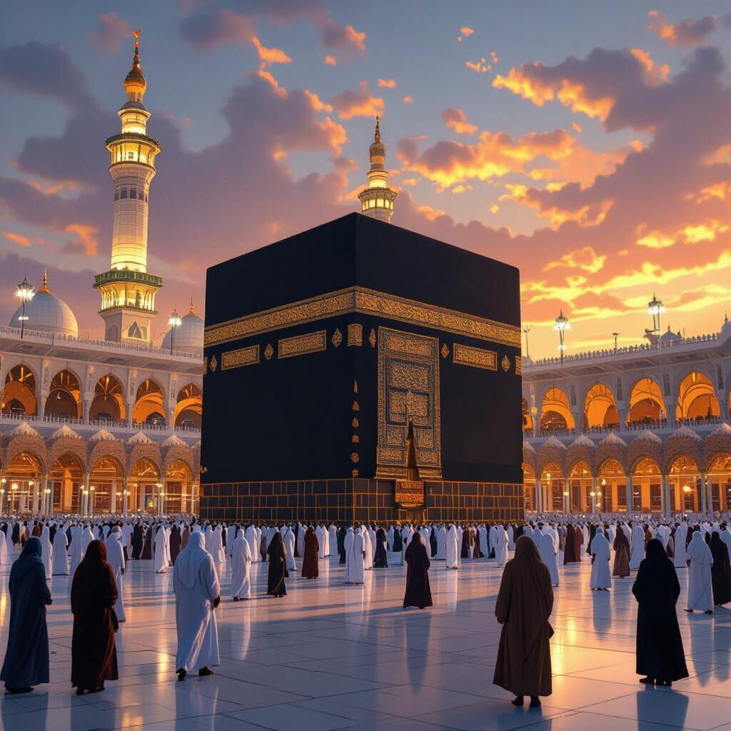 The Kaaba in Golden Light: Digital Art