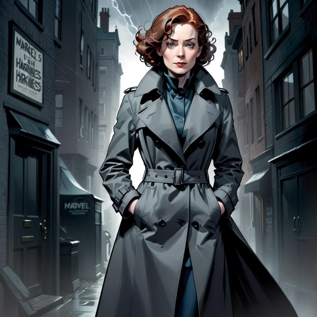 Agatha Harkness in Trench Coat Comic Art