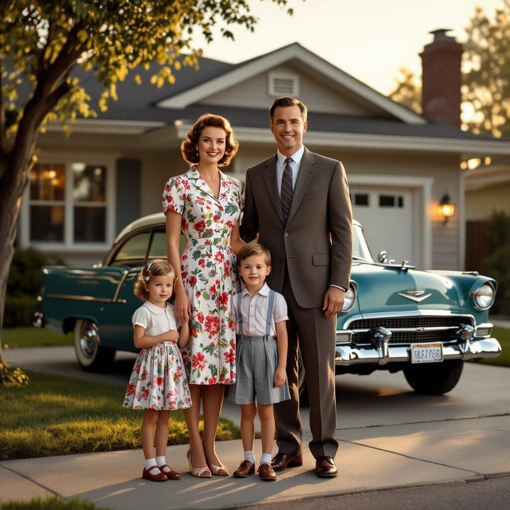 1950s Family Portrait in Golden Hour Light