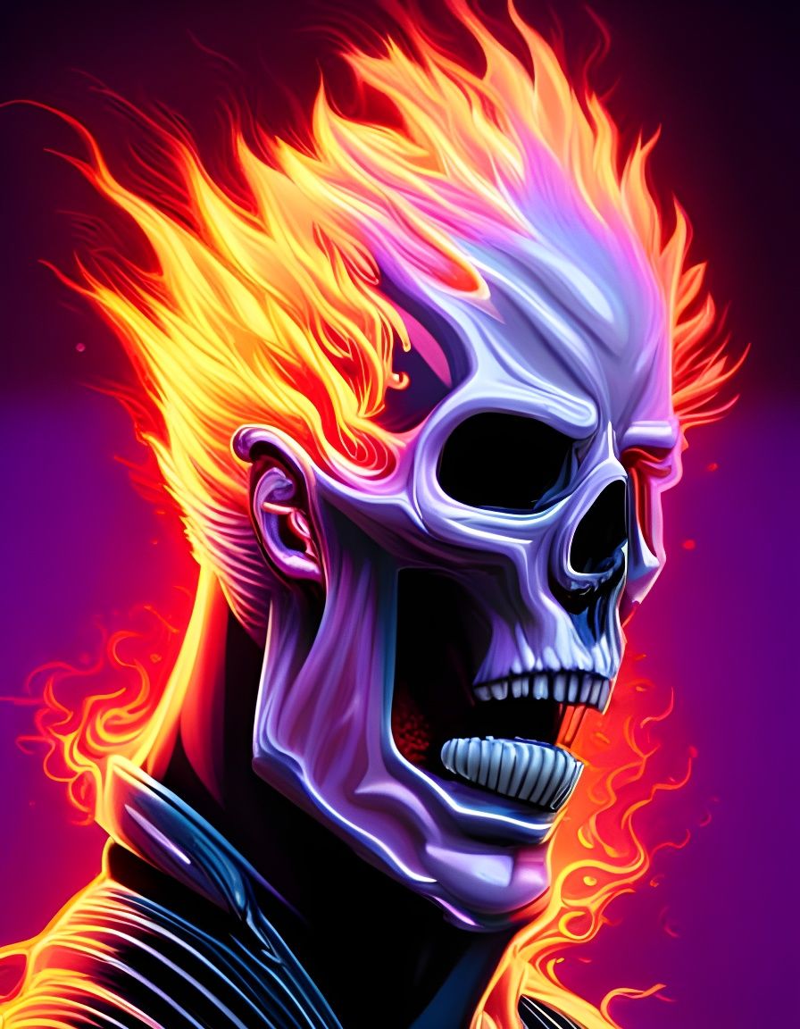 Hyperrealistic Ghost Rider Concept Art in Purple
