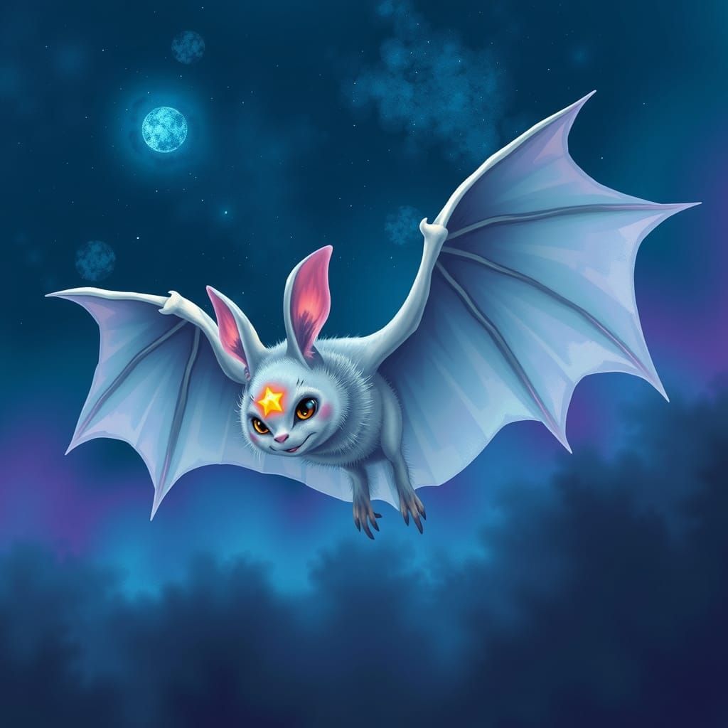 Celestial Bat in Ethereal Sci-Fi Style