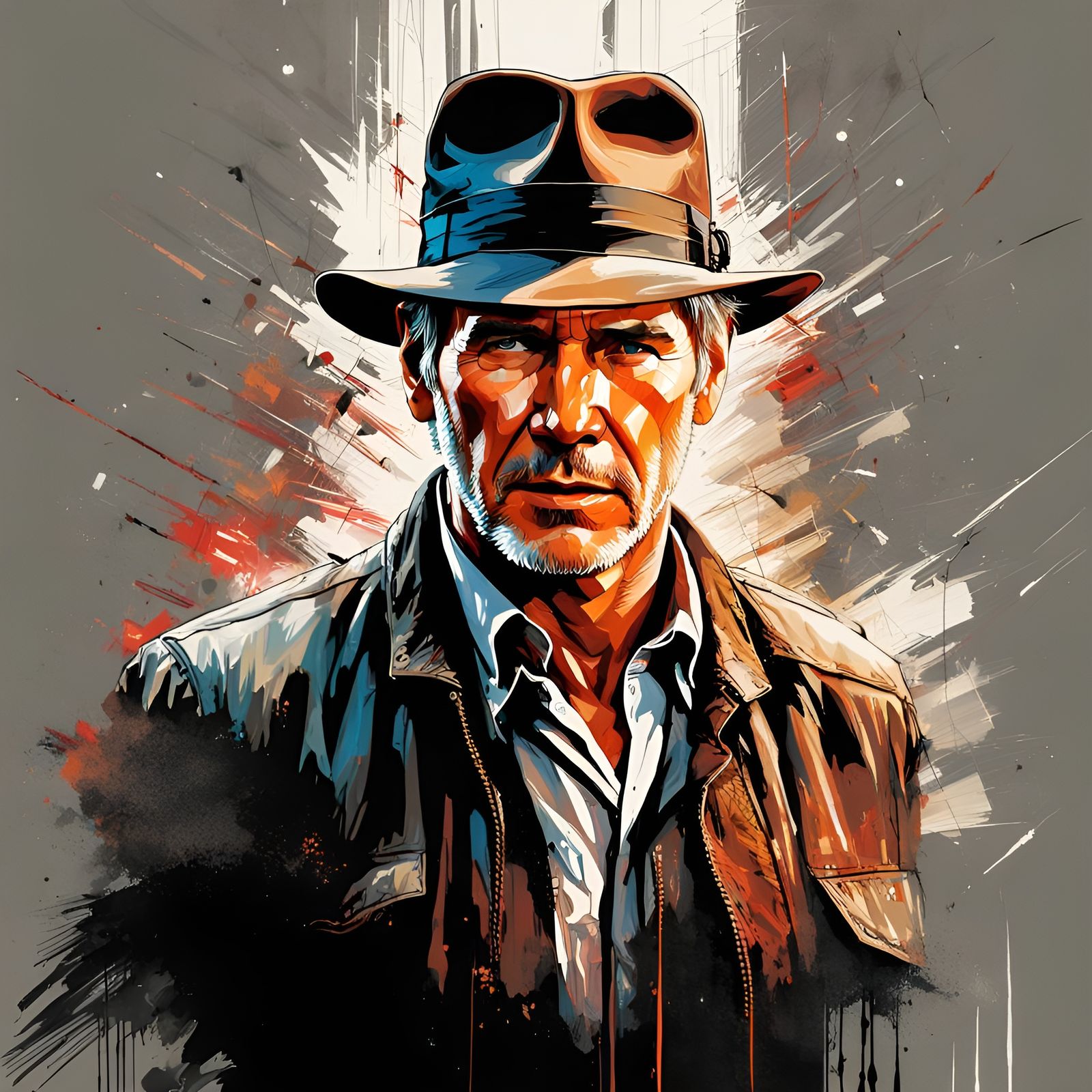 A ultra realistic poster of Harrison Ford as Indiana Jones.
