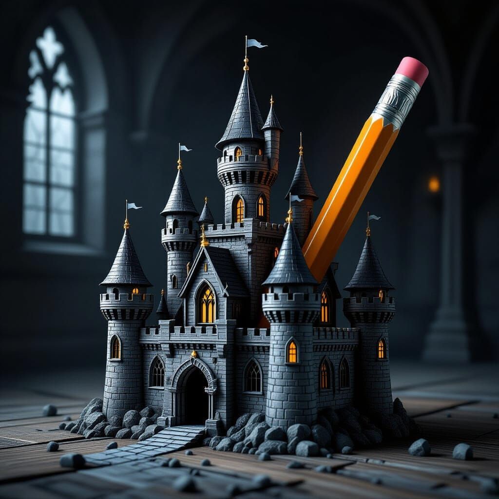 Gothic Pencil Castle Emerges From Sharpened Pencil