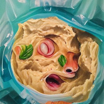 Sentient Hummus in Gouache Style