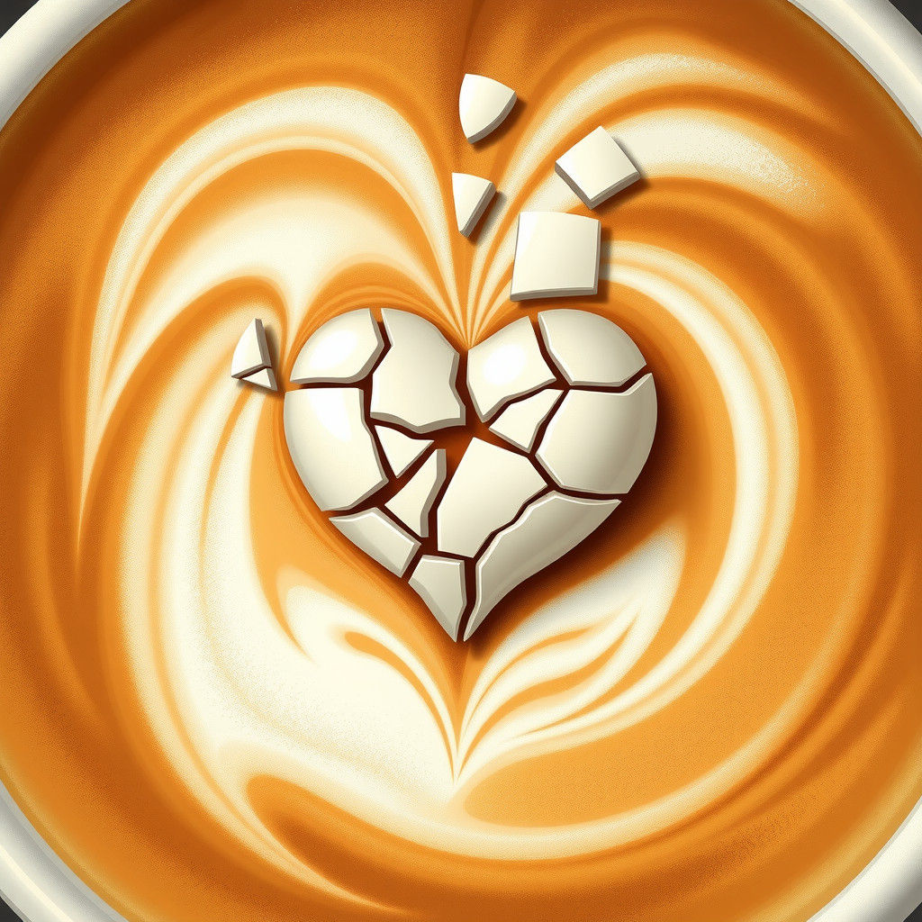 Whimsical Shattered Heart Latte Art
