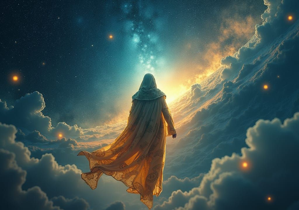 Mystical Figure in Starry Expanse