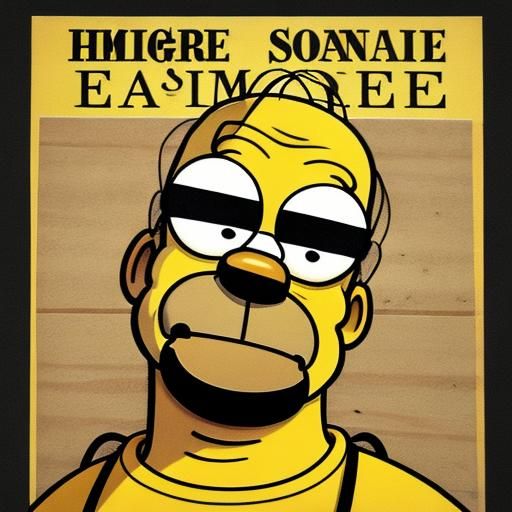 Homer Simpson Wanted Poster: Cartoon Parody