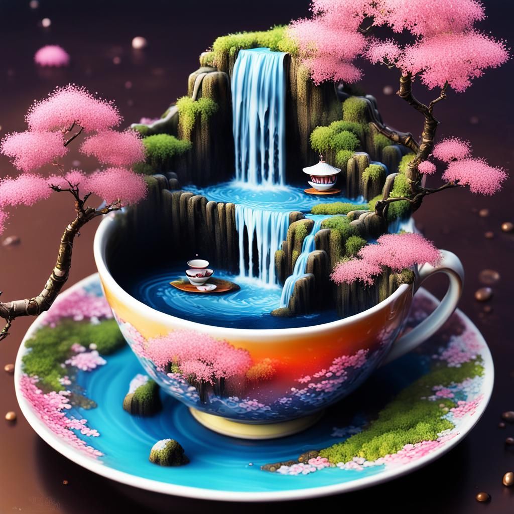 Miniature Zen Garden Inside a Teacup
