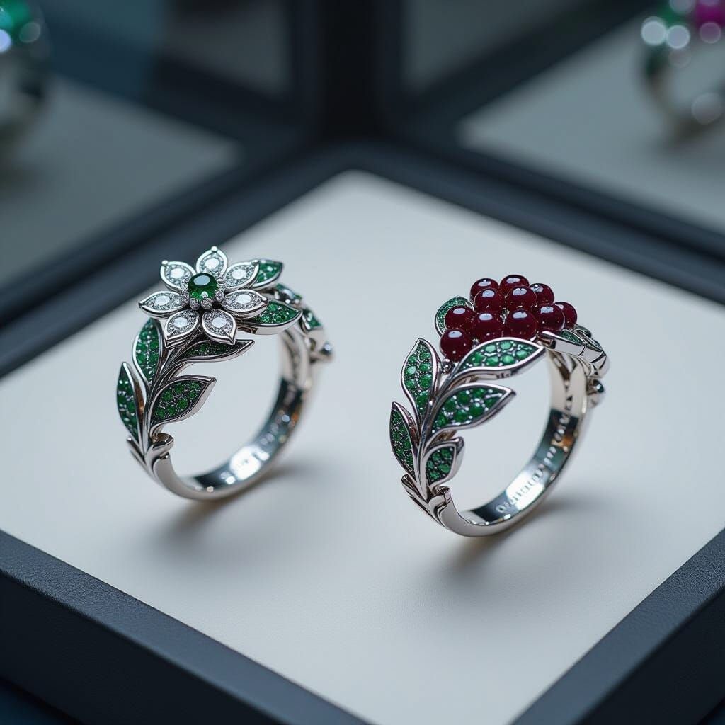 Elvish Mithril Rings: A Pair of Ornate Gemstone Designs