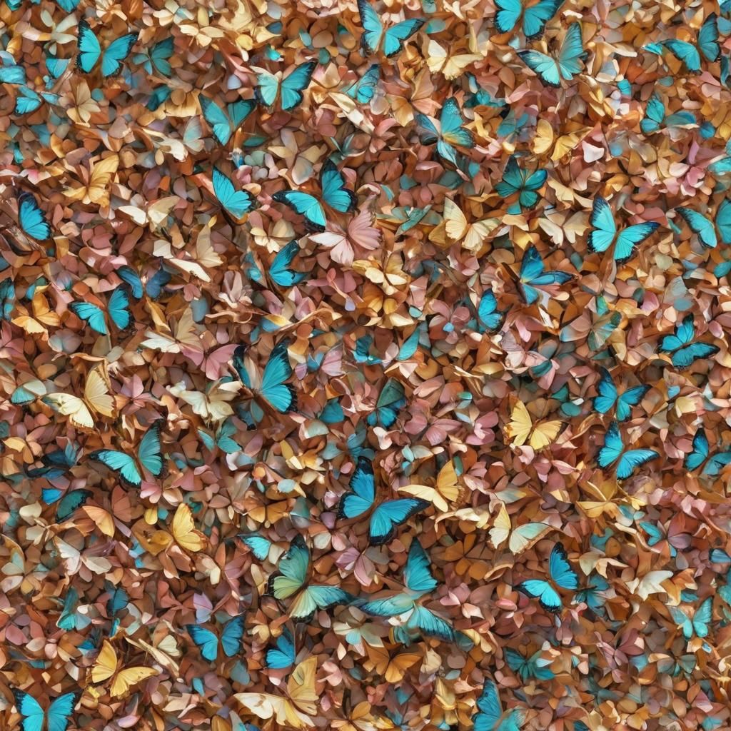 Butterflies Swarming a Flower in Digital Art Style