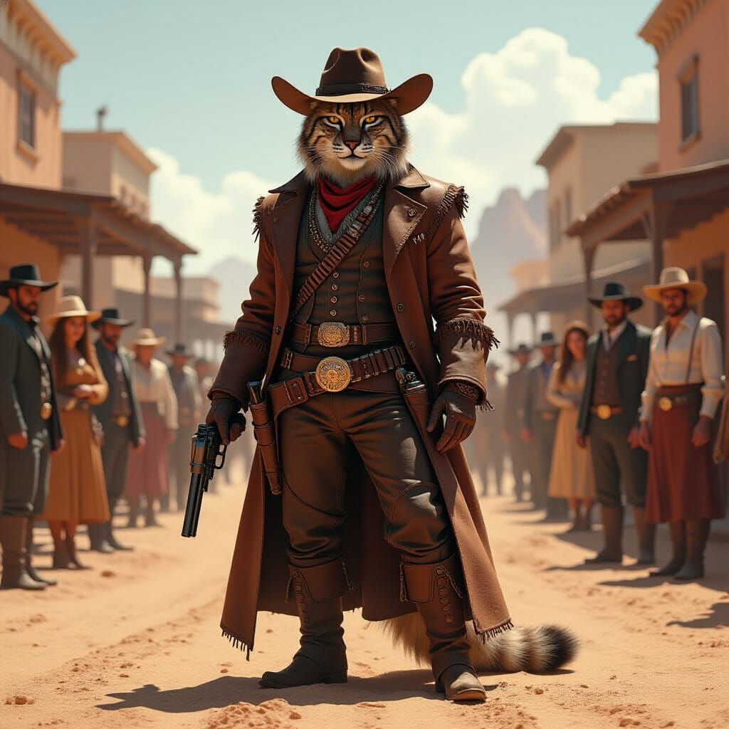Lynx Tabaxi Gunslinger in Dark Fantasy Wild West