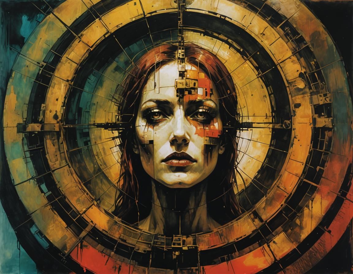 Expressionist Panopticon in Oil Painting Style