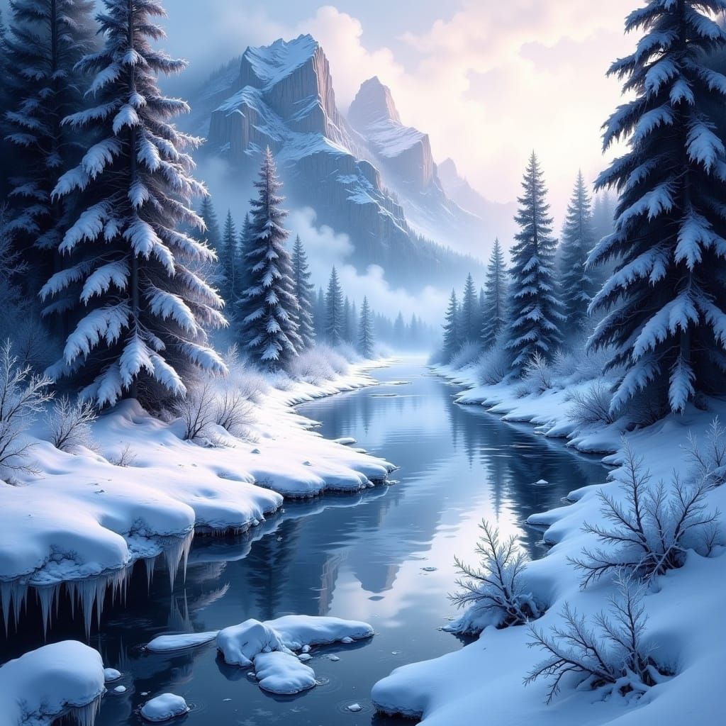 Frozen Lilac Vale Winter Wonderland in Ethereal Style