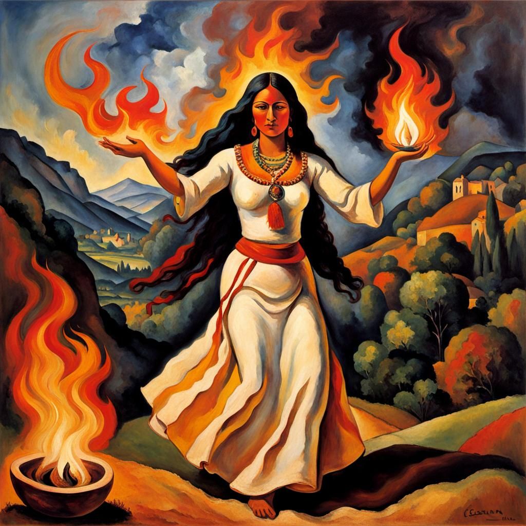 Shamanic Dancer in Cezanne Style