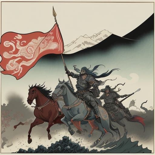 Ukiyo-e Style Battle Before Minas Tirith