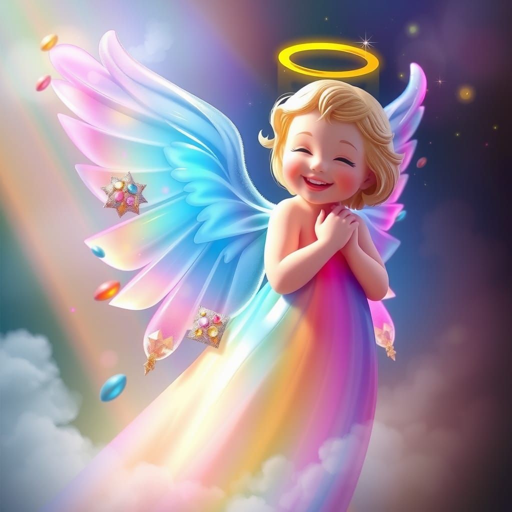 Smiling Angel in a Rainbow World