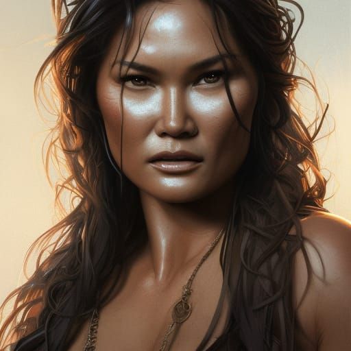 Tia Carrere as Sydney Fox: Hyperdetailed Portrait