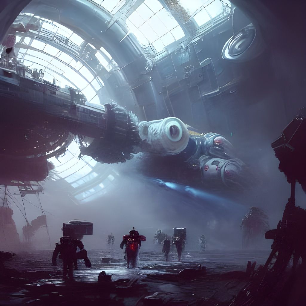 Space Marines Enter Derelict Ship: Digital Illustration