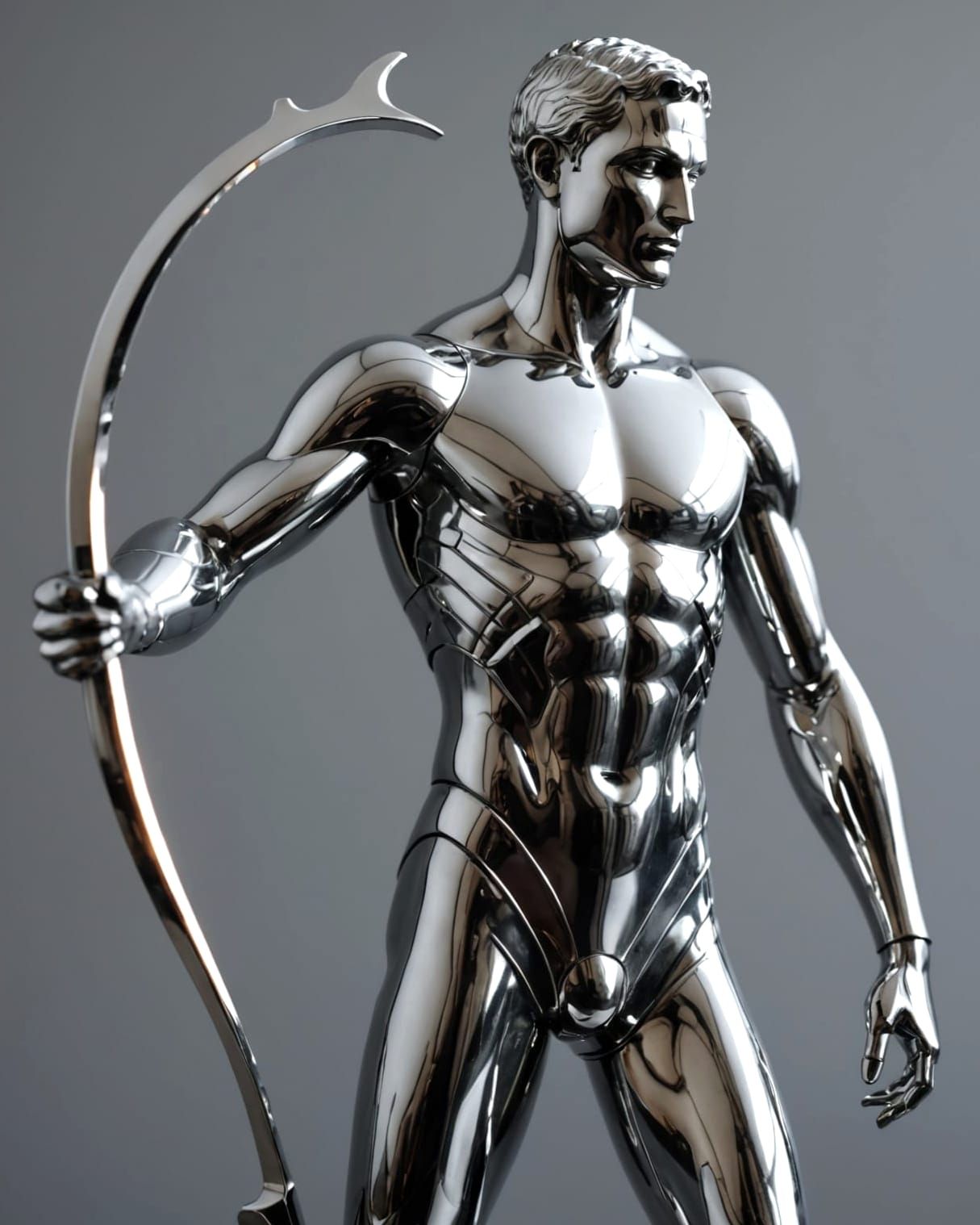 Art Deco God of Mercury in Chrome Sculpture