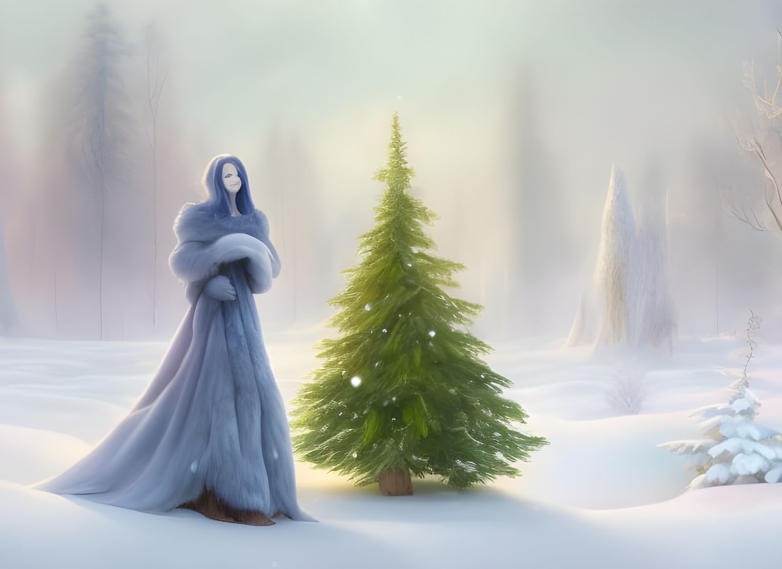 Magical Winter Forest Landscape in Hyper-Realistic Style