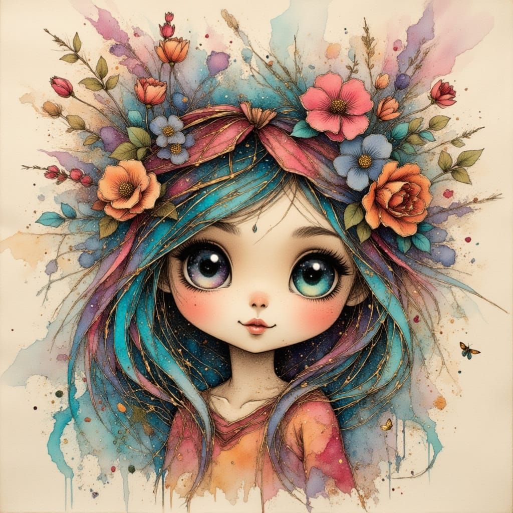 Abstract Ink Wash Landscape with Subtle Colors