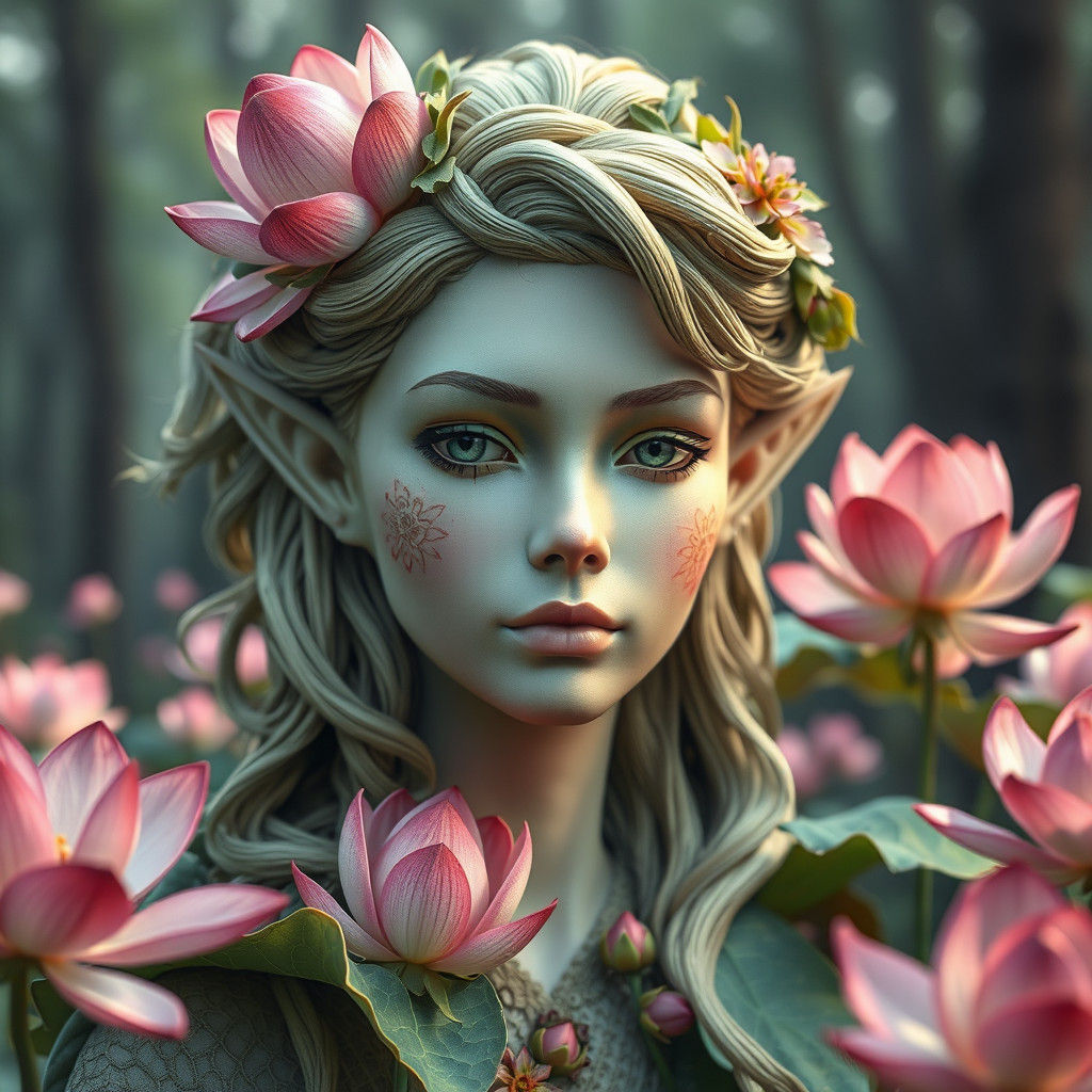 Ethereal Elven Woman in Mystical Forest