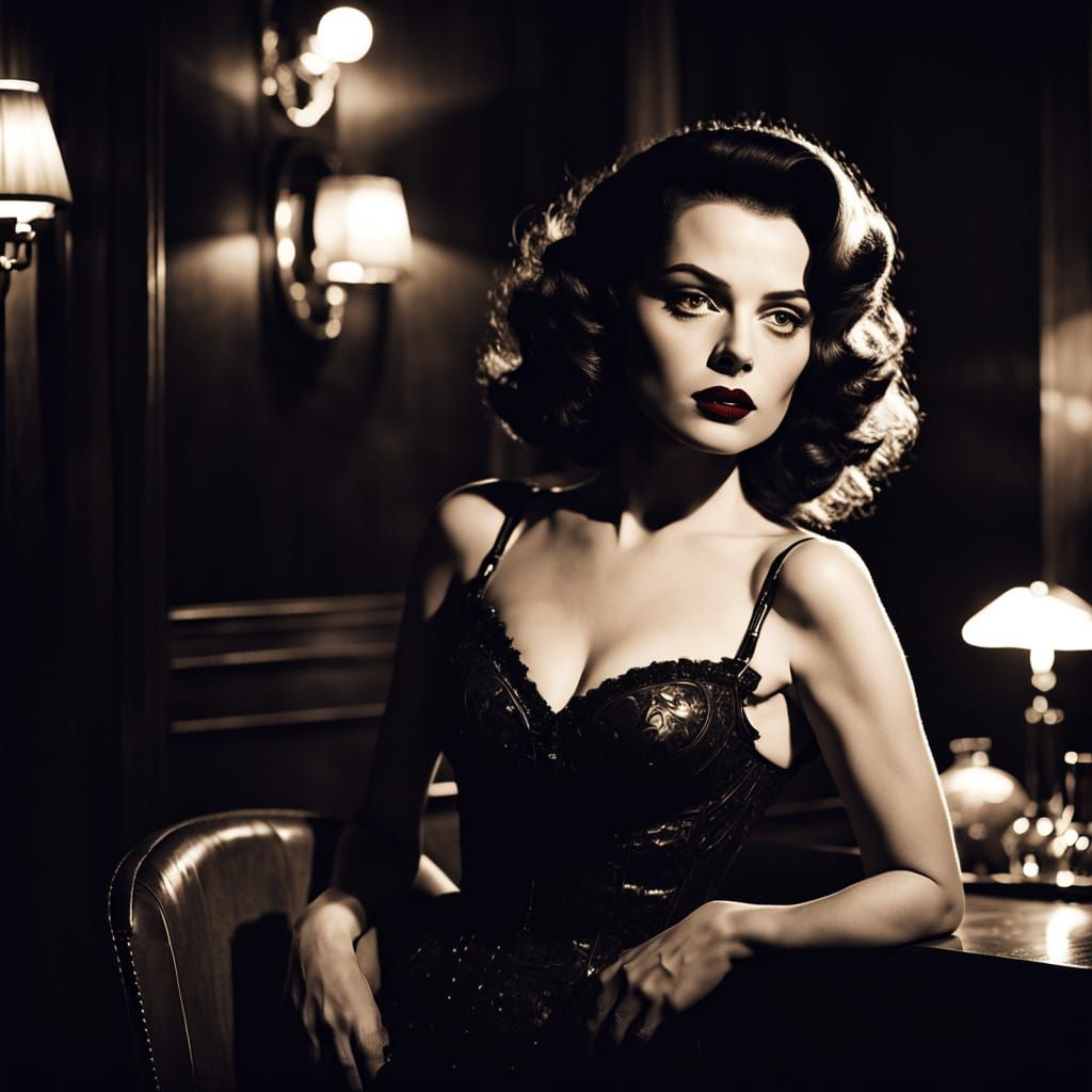 Film Noir Woman in Jazz Club, Vintage Style