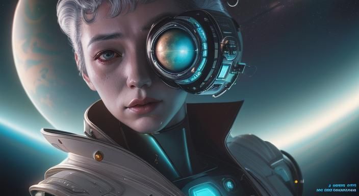 Retro-Futuristic Alien Creature in Cosmic Space