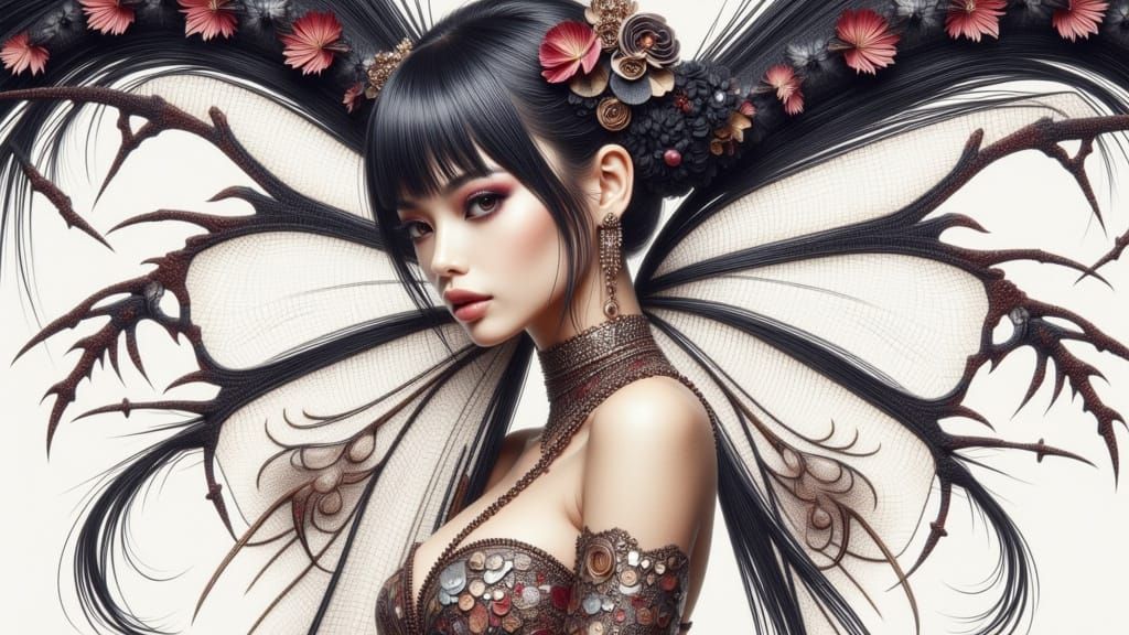 Mosaic Butterfly Fairy Portrait