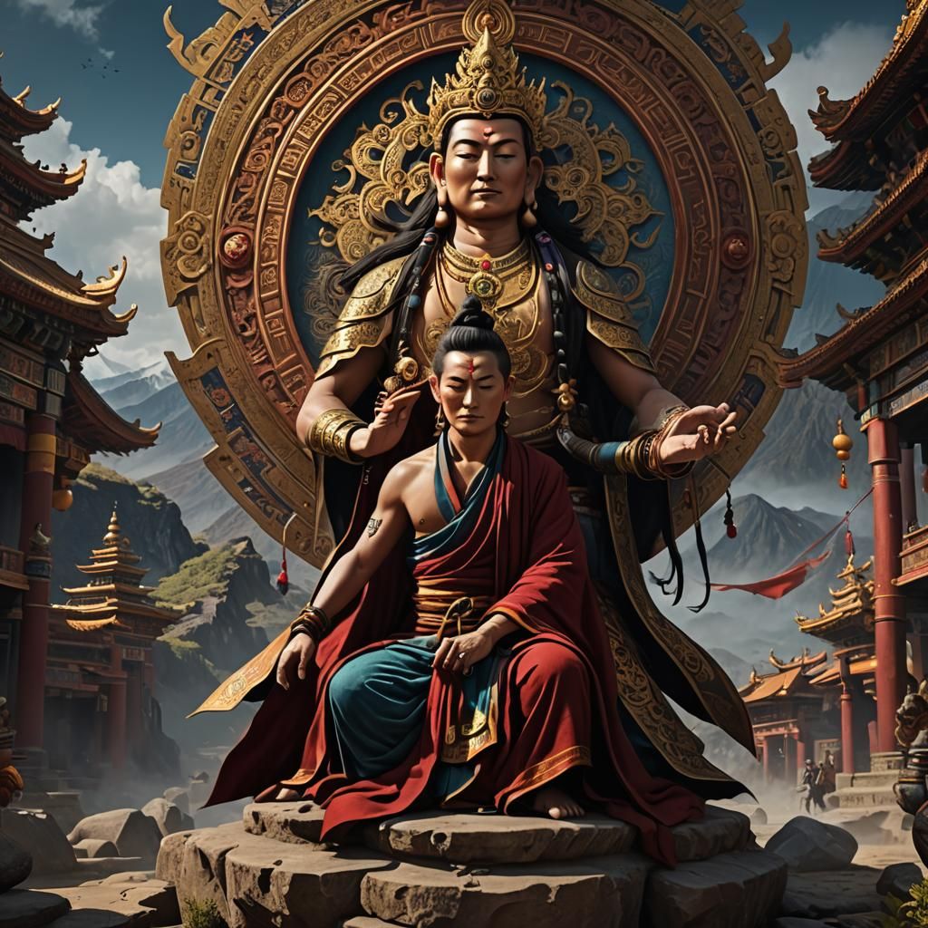 Tibetan Couple Practicing Karma Sutra: Detailed Matte Painti...