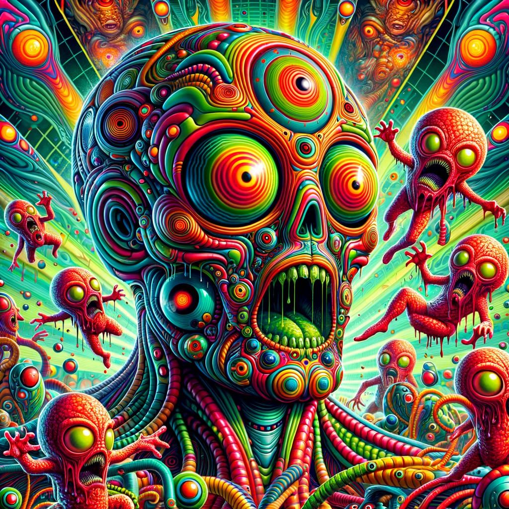 Alien Warlord in Psychedelic Futuristic Scene