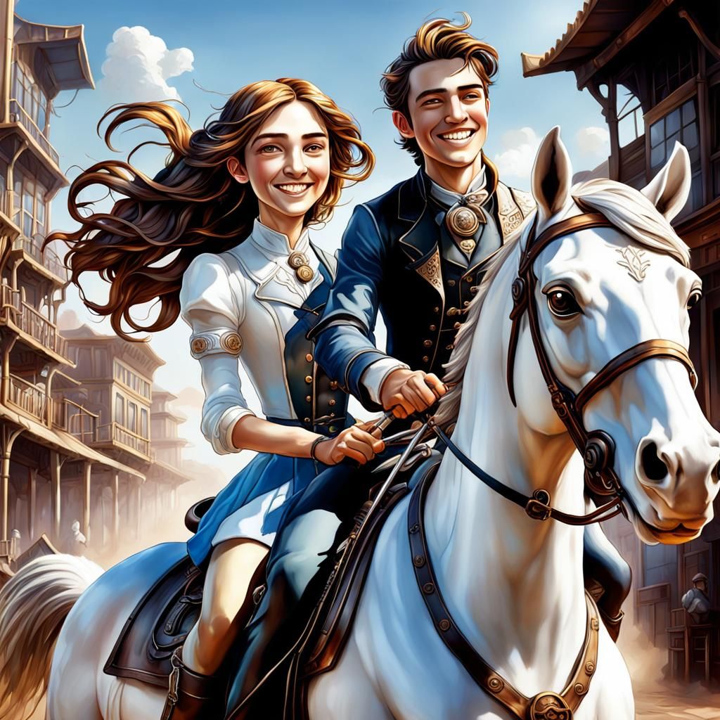 Porcelain Children's Steampunk Horseback Adventure