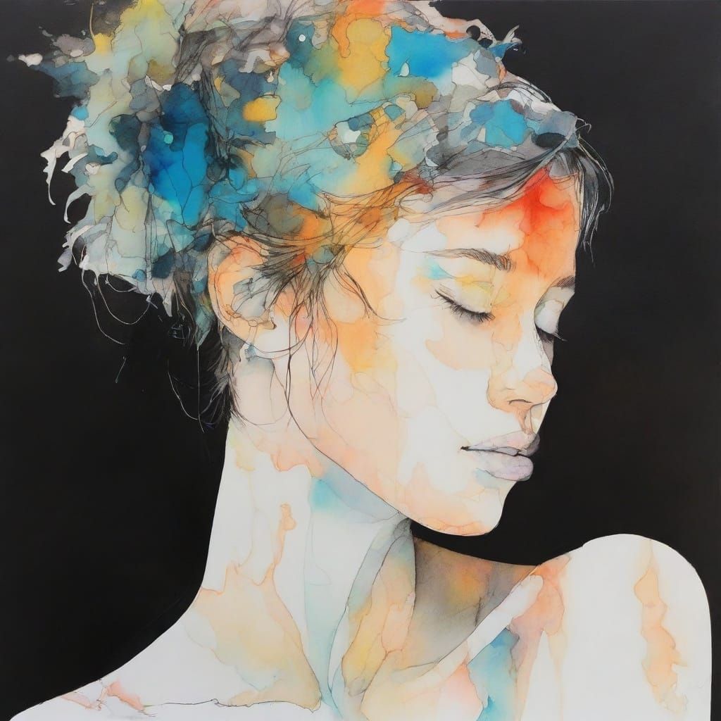 Ethereal Crepuscular Rays in Alcohol-Ink Style