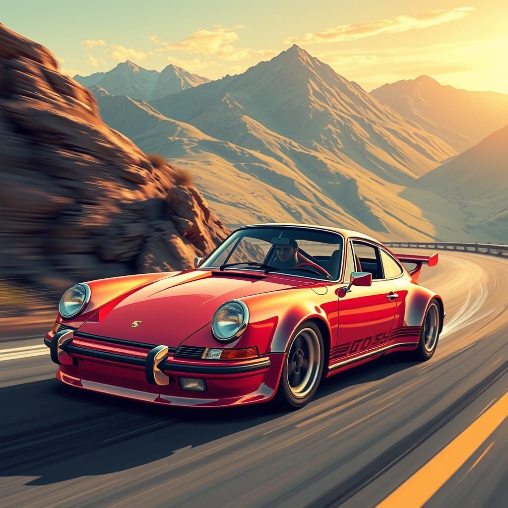 Futuristic Porsche 911 Speeds Down Mountain Road