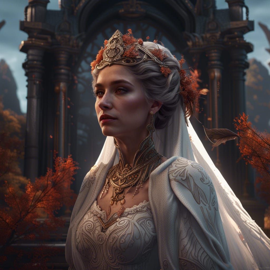 Fantastical Bride in Detailed Matte Painting