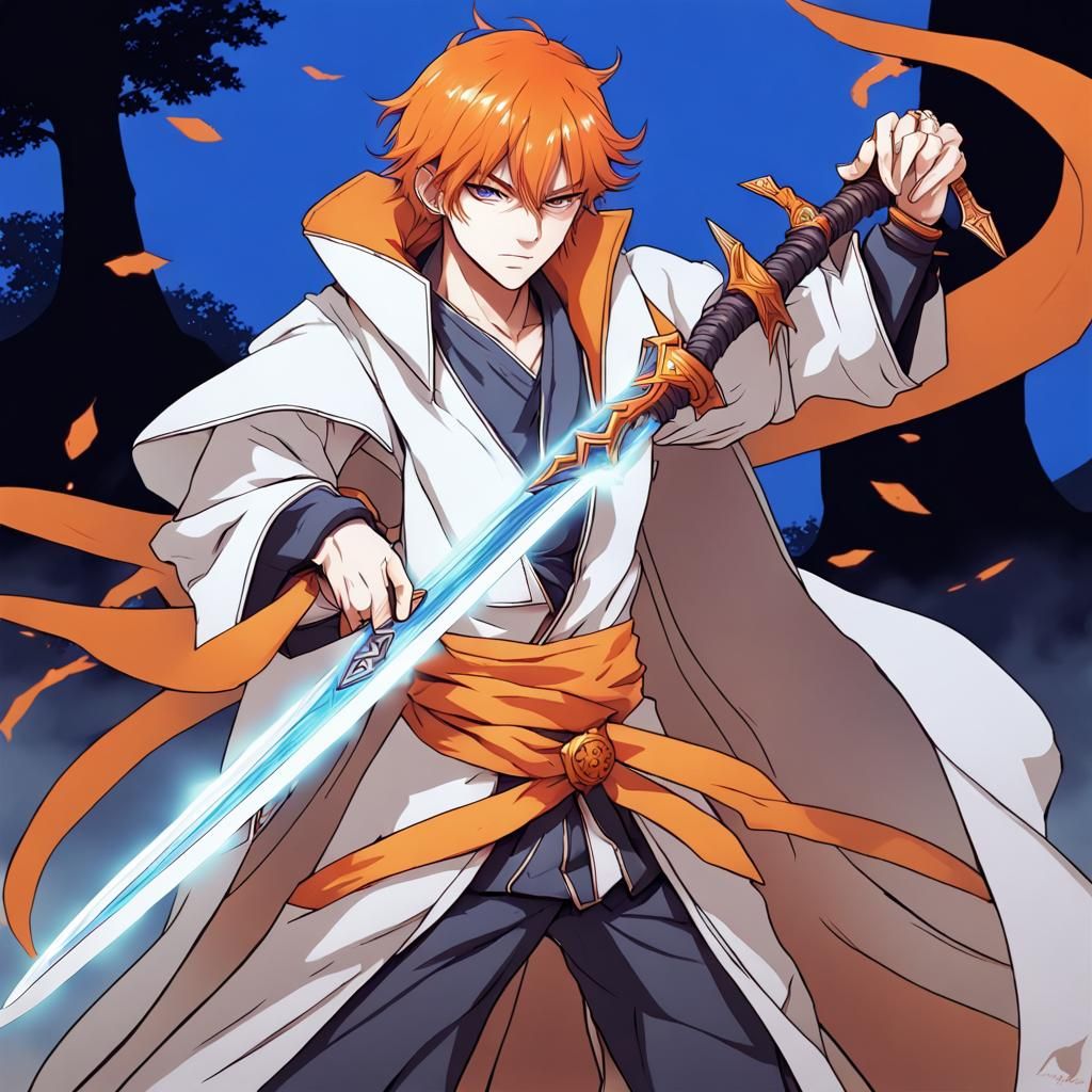 Kaito Hadoshin Warlock with Greatsword in Anime Style