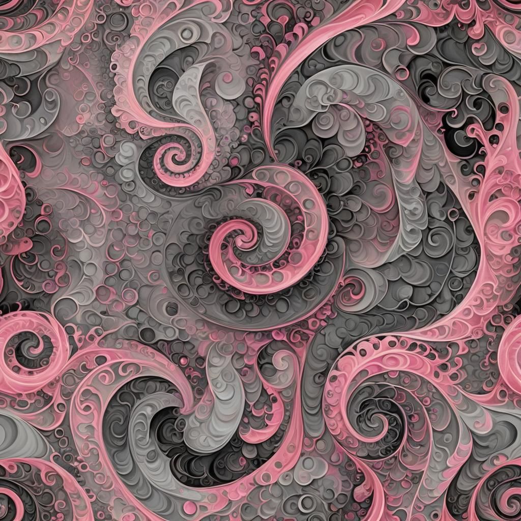 Pink and Gray Fractal in Expressionist Style