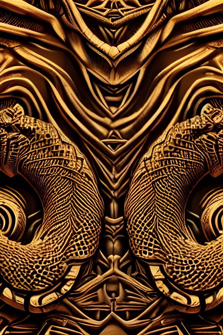 Ornate Snake Totem in Dystopian Moonscape