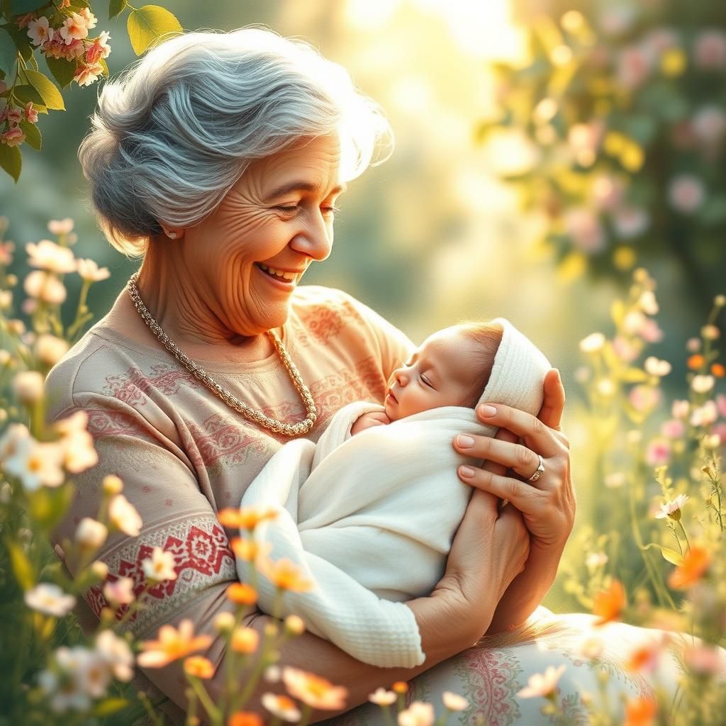 Grandmother's Joy: A Tender Moment in Fairytale Setting