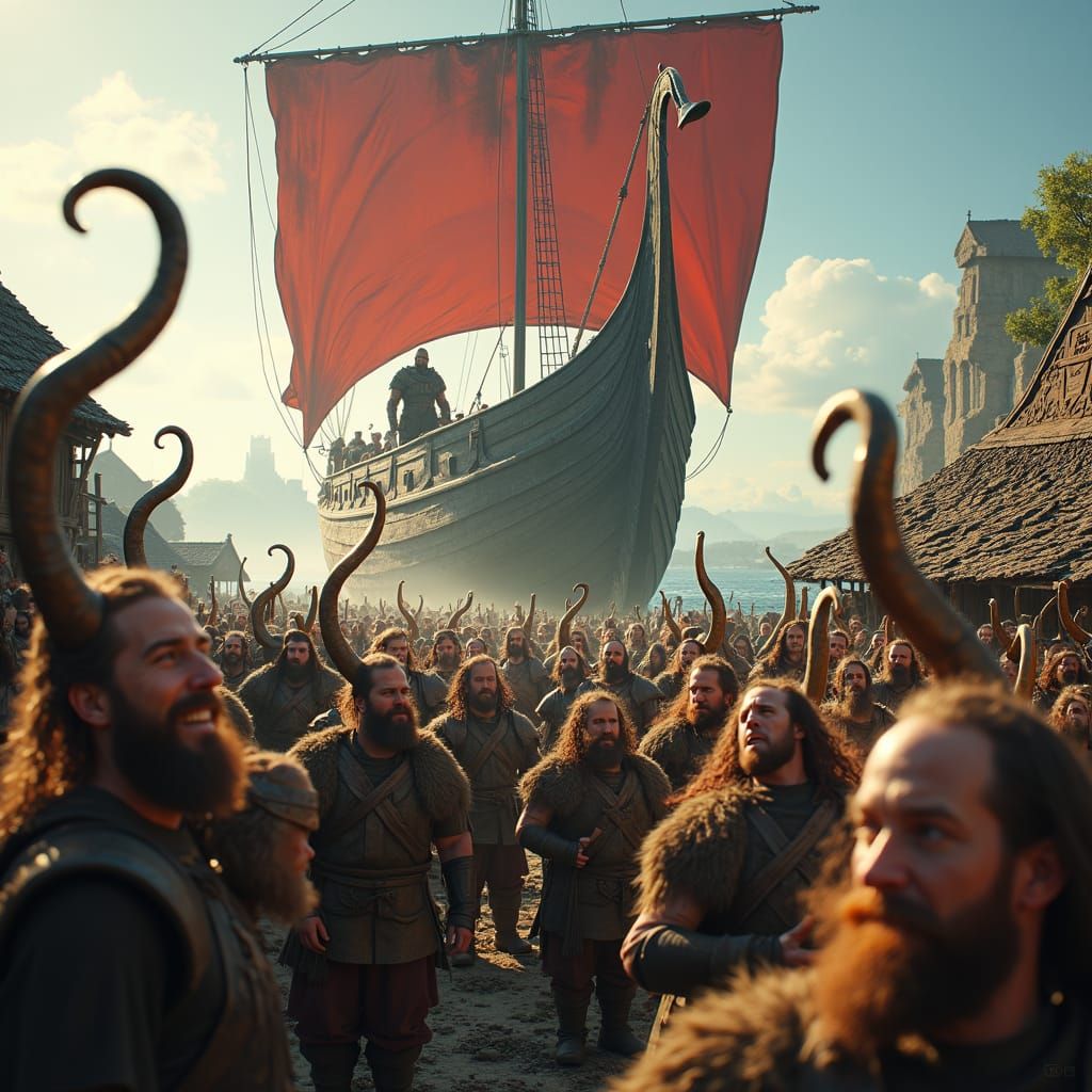 Joyful Vikings Celebrate with Music and Merriment