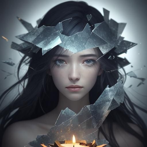 Surreal Mirror Reflecting Shattered Memories