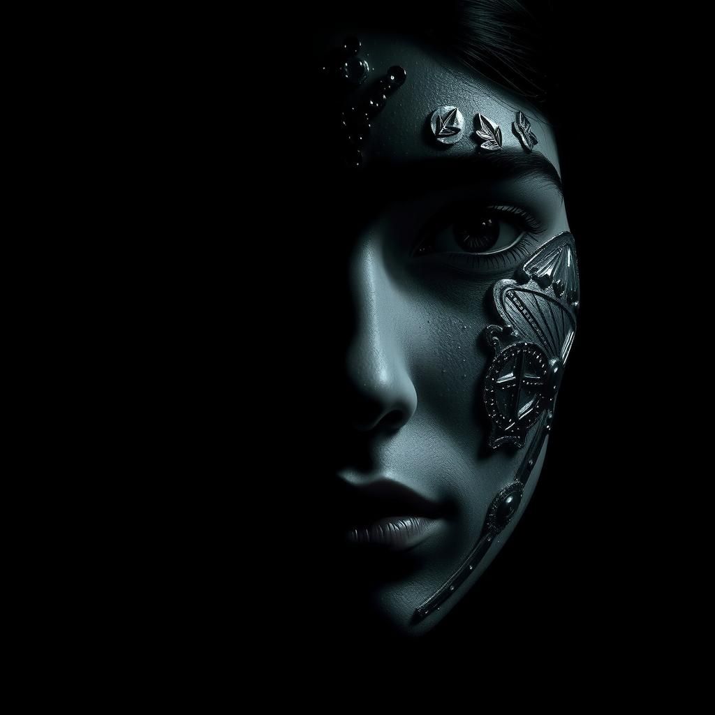 Mysterious Face Portrait on Moonscape Background