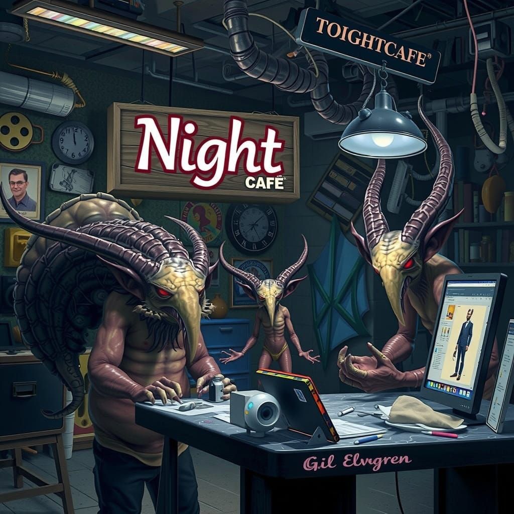 Fantastic Creatures in Vibrant Digital Art Studio