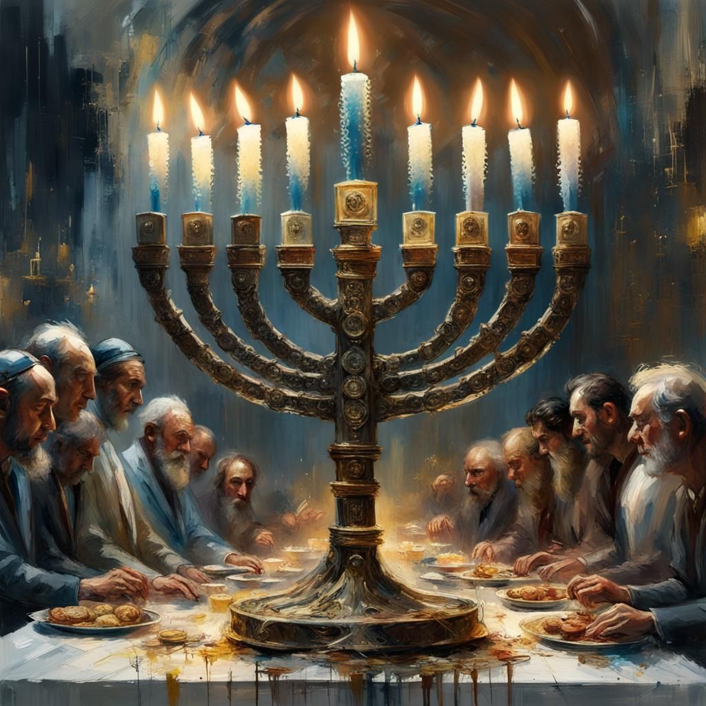 Detailed Hanukkah Menorah Digital Painting