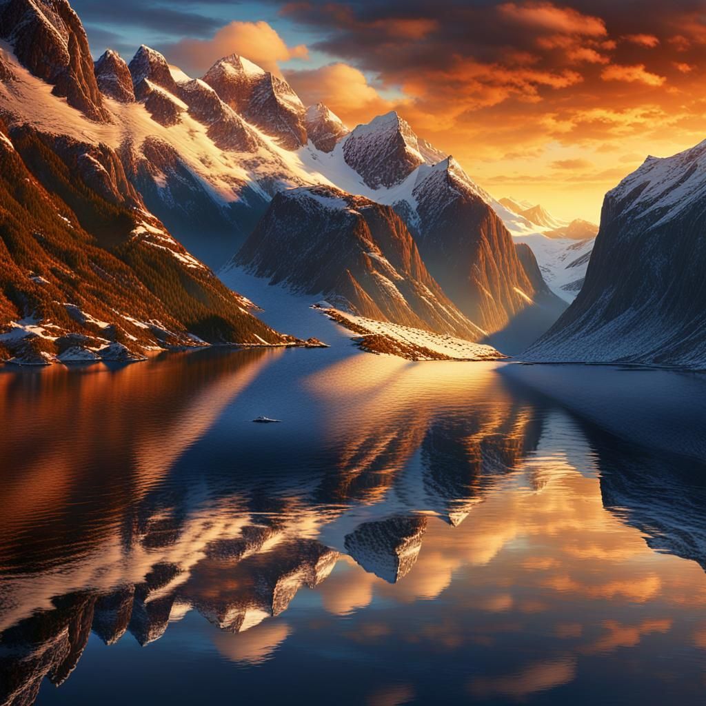 Fjords at Sunset: A Fantastical Matte Painting