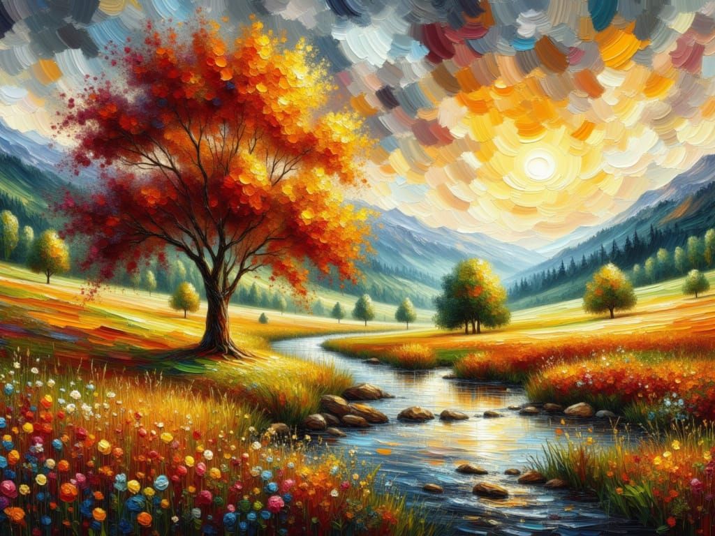 Breathtaking Autumn Landscape with Volumetric Lighting