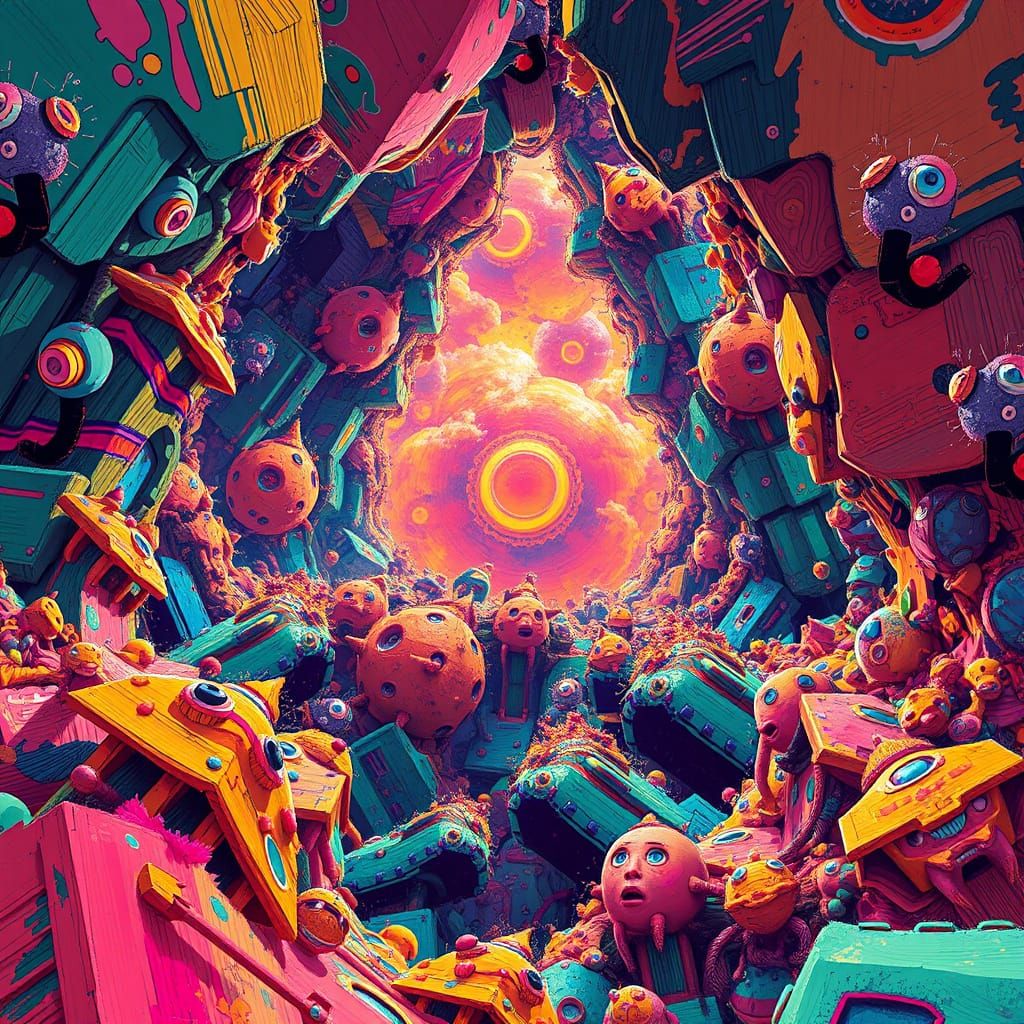 Kaleidoscopic Scene with Bold Textures as Digital Art
